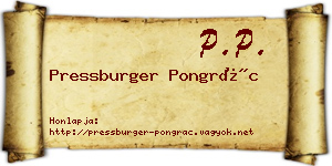 Pressburger Pongrác névjegykártya